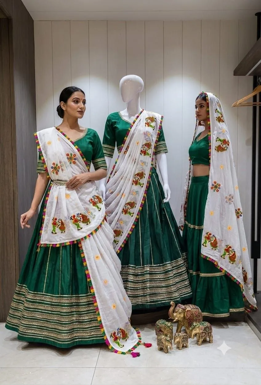 Juhi Pure Roman Cotton Chaniya Choli with heavy Lace Navratri Lehenga Chaniya Choli Wholesale