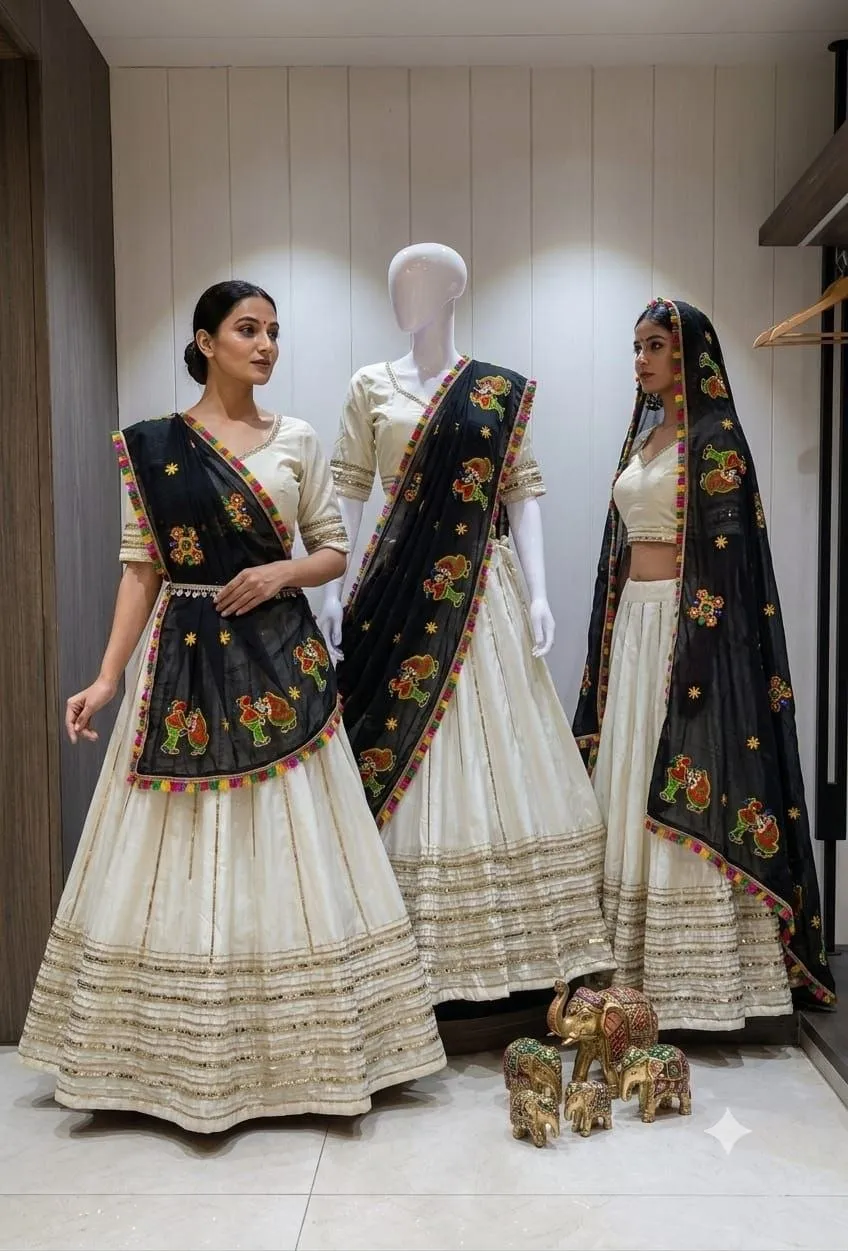Stylish Juhi Pure Roman Cotton Chaniya Choli with heavy Lace Navratri Lehenga Chaniya Choli Wholesale 2026