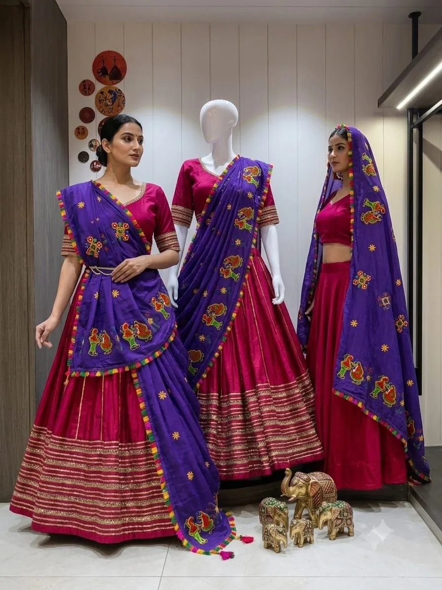 Stylish Juhi Pure Roman Cotton Chaniya Choli with heavy Lace Navratri Lehenga Chaniya Choli Wholesale 2026