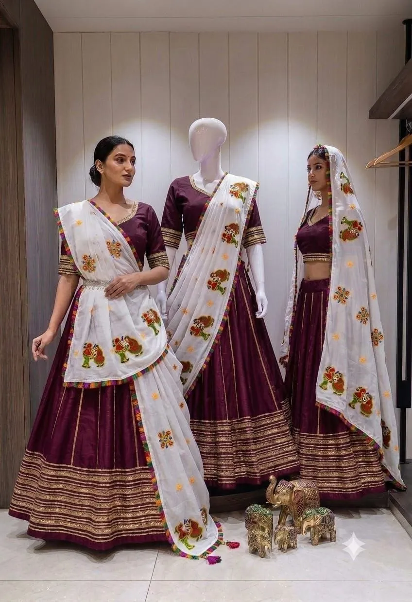 Stylish Juhi Pure Roman Cotton Chaniya Choli with heavy Lace Navratri Lehenga Chaniya Choli Wholesale 2026
