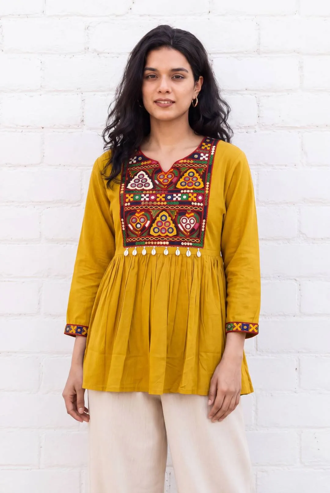 Beautiful SS2016 Heavy Rayon With Gamthi and Kodi Lace Short Kurti Wholesale 2026