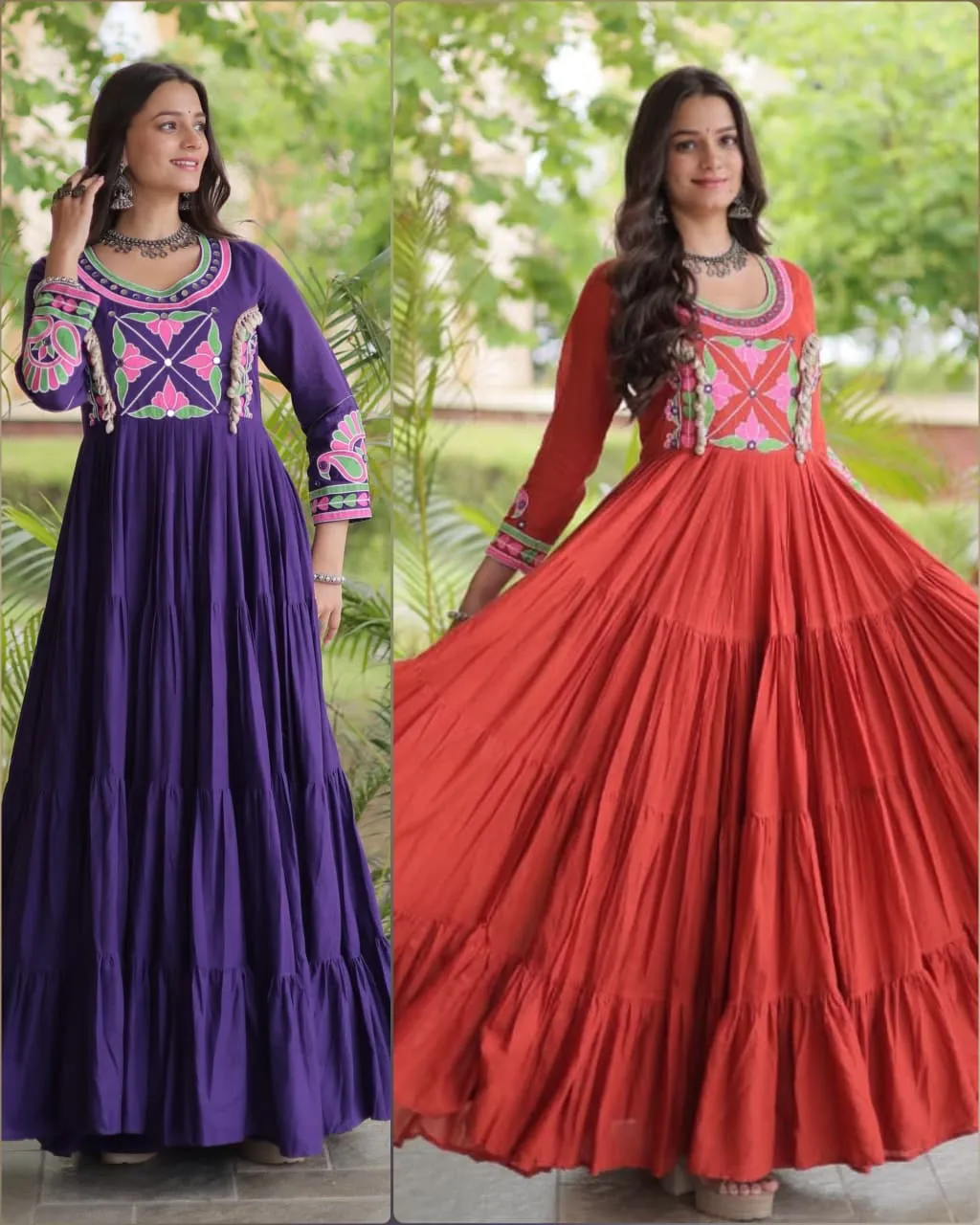 Mohini 9350 Kora Cotton with Embroidery Mirror & Real Codi Work Navratri Gawn Collection Wholesale