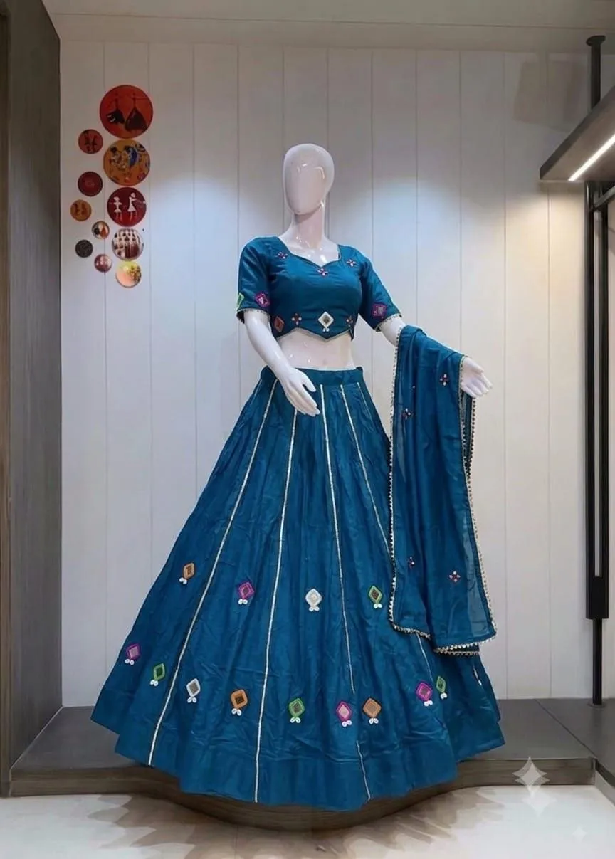 Juhi Ramayana Rayon Cotton with Mirror Butti Navratri Lehenga Choli Wholesale