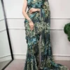 WMN 7040 Floral With Pearl Lace Saree Collection Wholesale Supplier