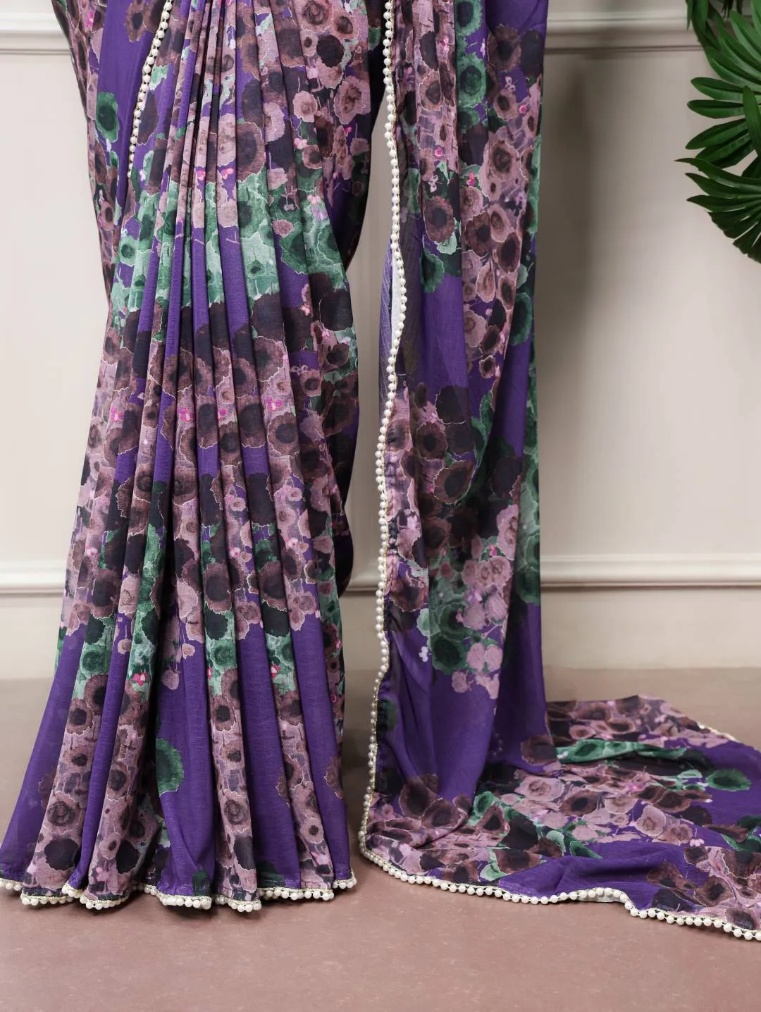 WMN 7040 Floral With Pearl Lace Saree Collection Wholesale Supplier