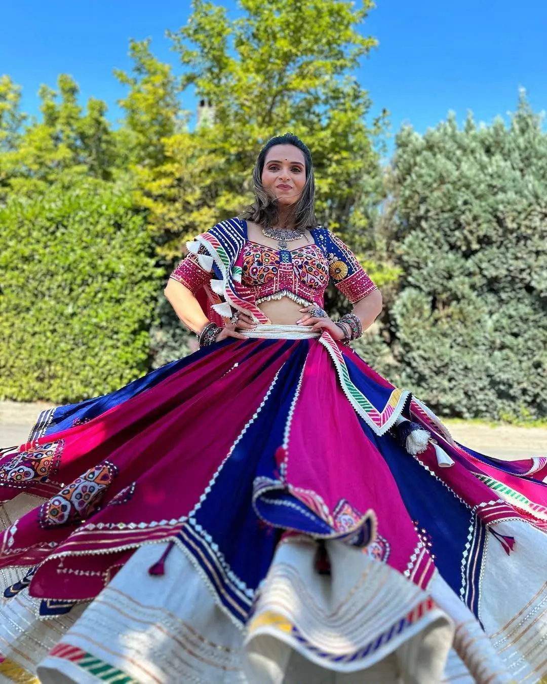 C585 208 Heavy Muslin Cotton With Mirror Work Navratri Lehenga Chaniya Choli Wholesale