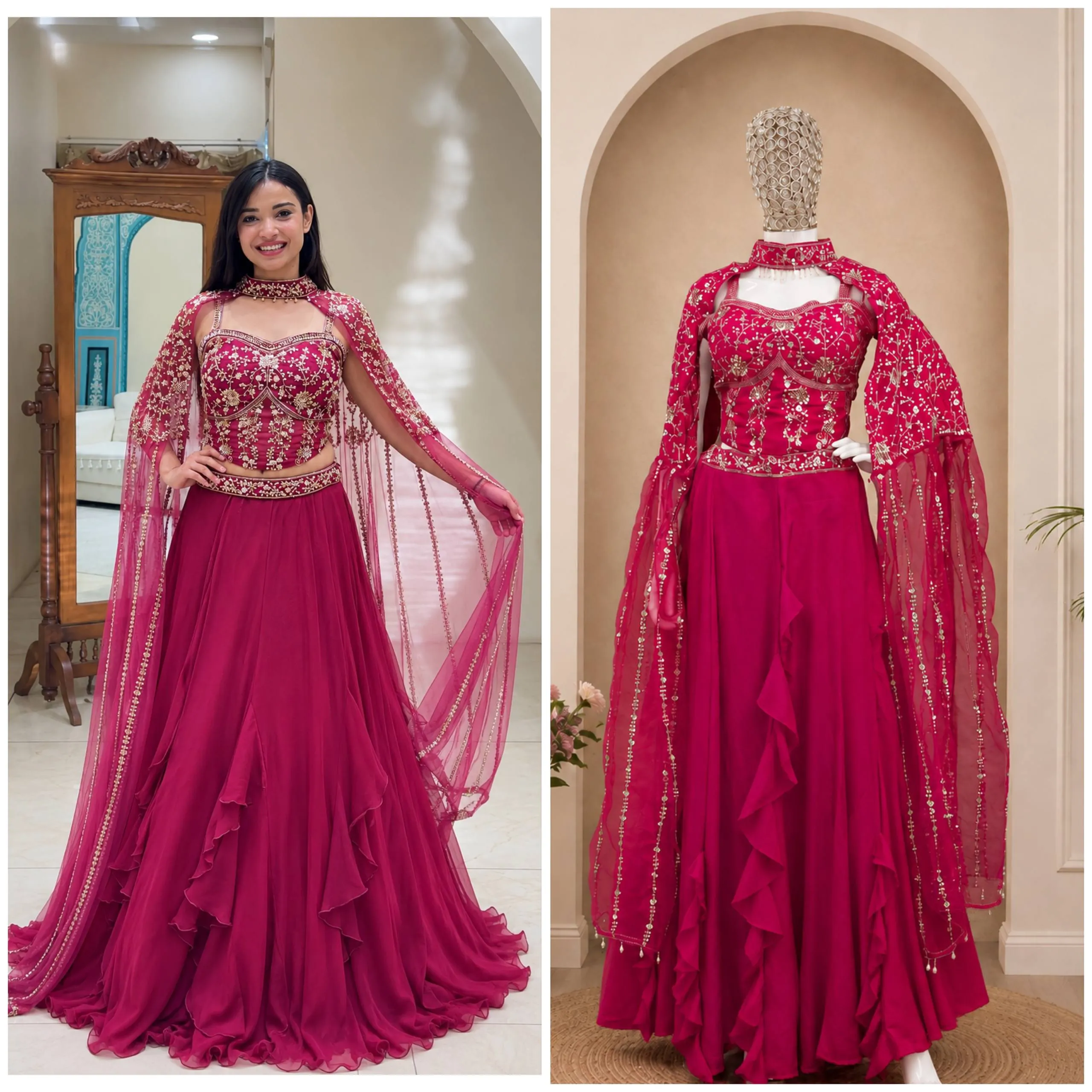 BDB 86 Crep Silk & Embroidery Malti Work Lehenga Choli Wholsale Supplier