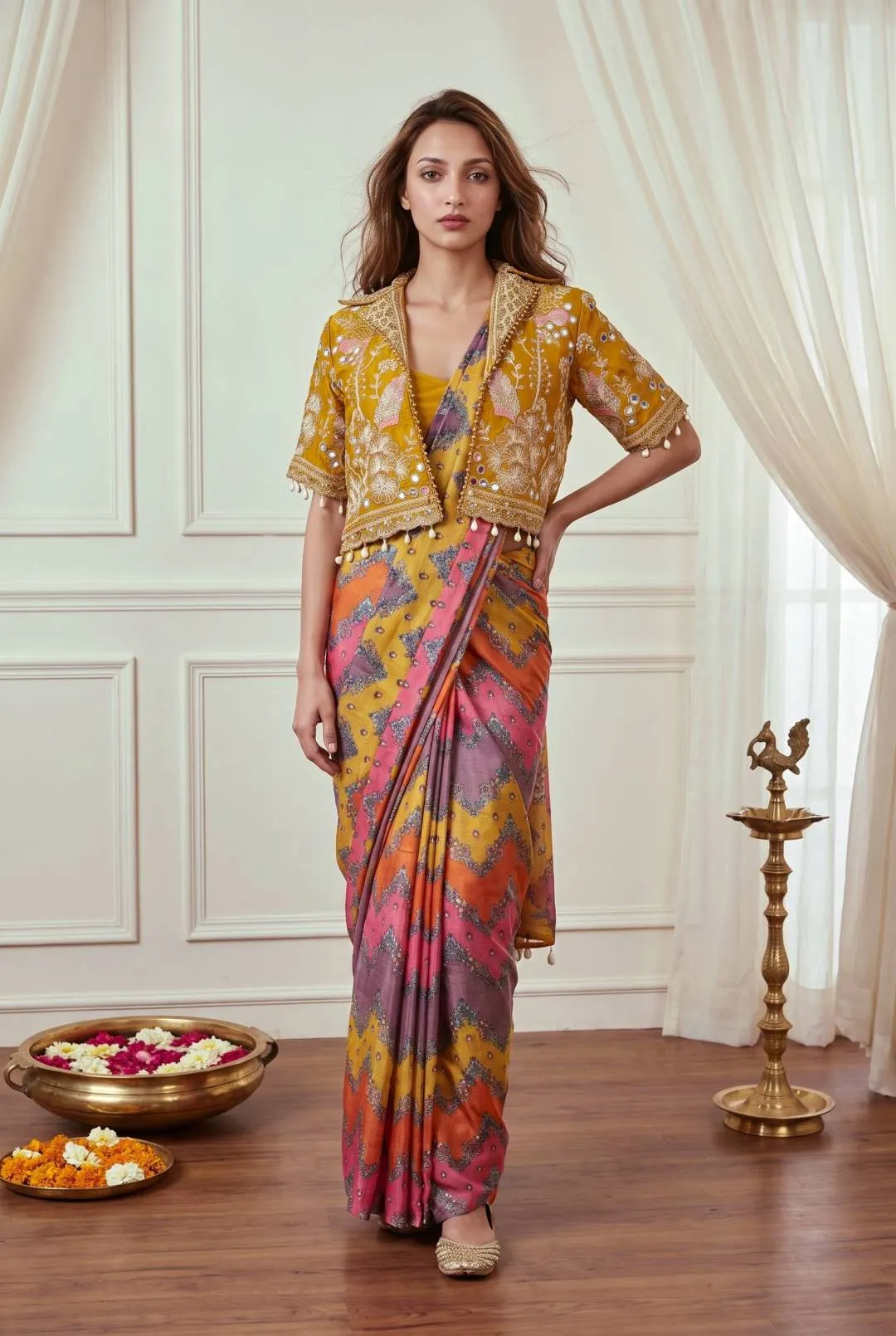 Buy BDB 88 Heavy Chinon Silk Embroidery Work Ready To Wear Saree Wholesale 2026