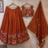 Juhi Heavy Vichitra Silk Embroidery Malti Thred work and Aari mirror work Navratri Lehenga Choli Wholesale