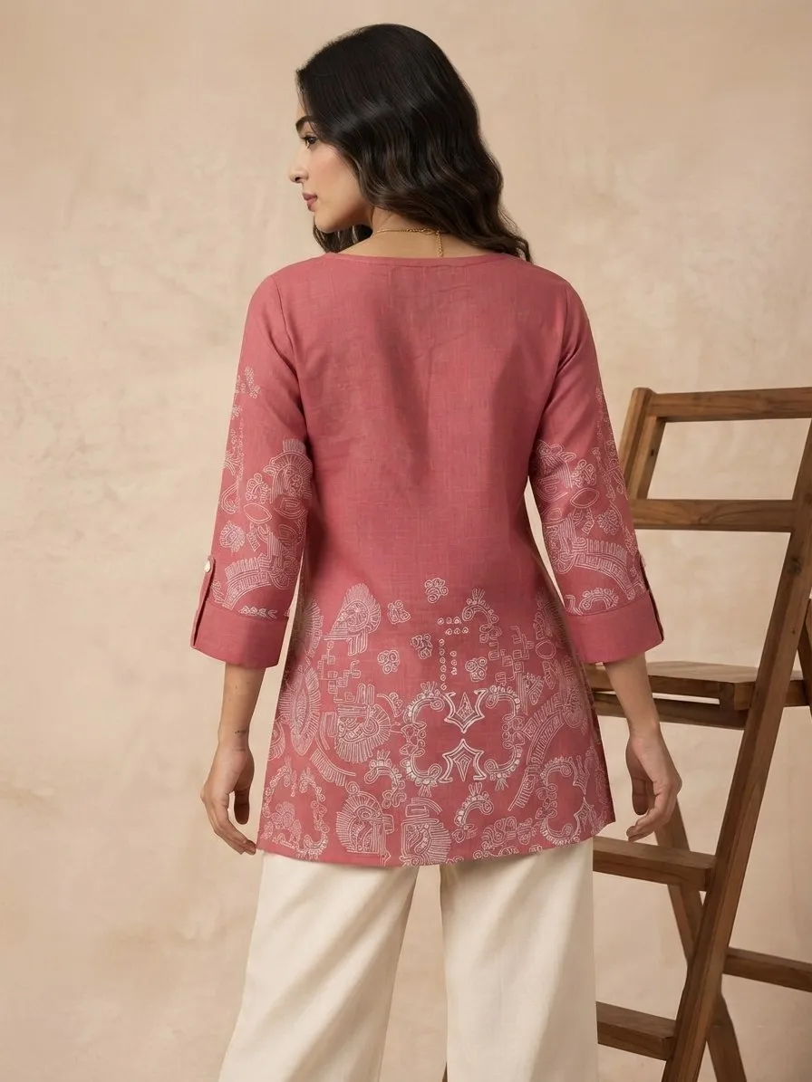 Shiv 1079 Dusty Rose Ethnic Short Kurti Wholesale Supplier