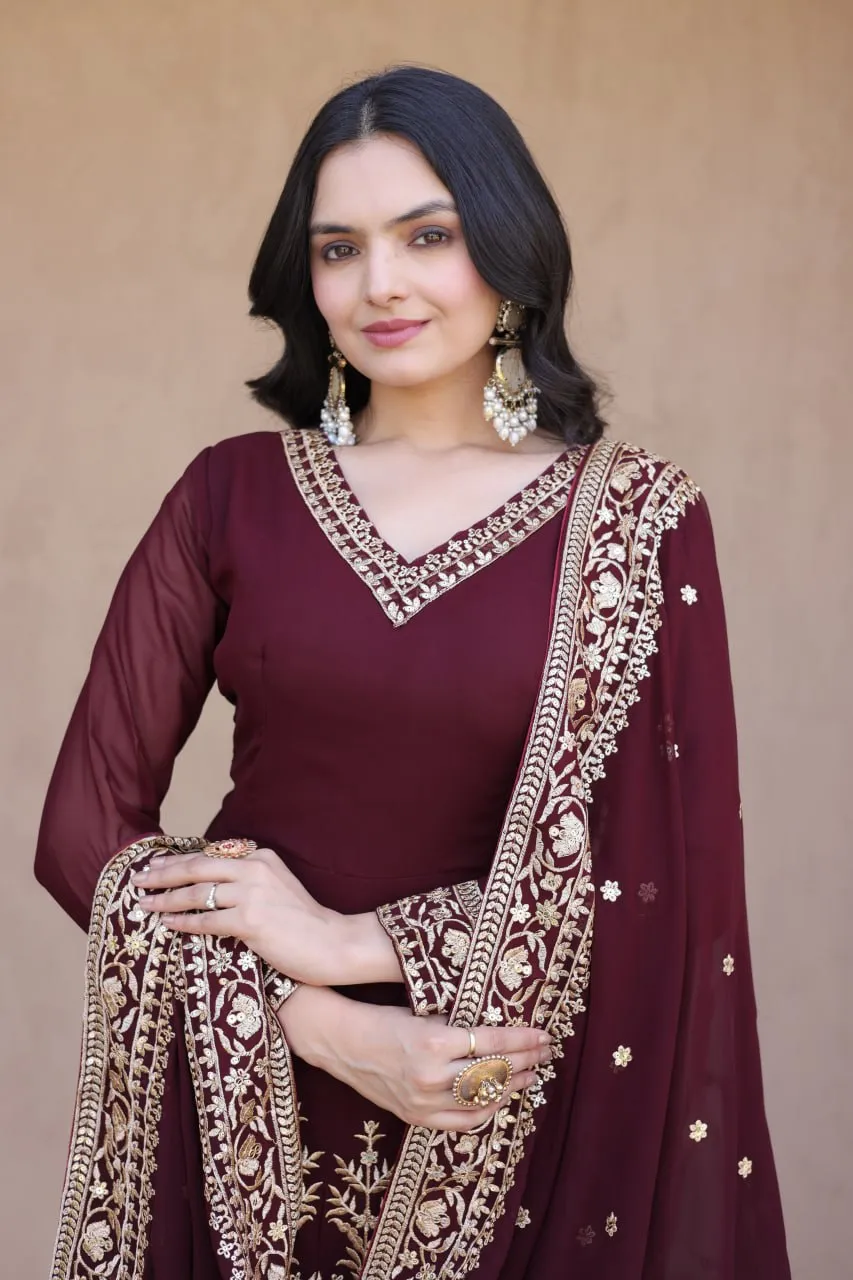 Latest Moni 1254 Faux Blooming with Embroidered Work Gown Pant With Dupatta Set Wholesale 2026
