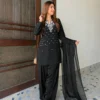 C585 242 Franch Crap Fully Beads & Embroidery Work Kurti Pant Dupatta Set Wholesale Surat