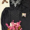 C585 242 Franch Crap Fully Beads & Embroidery Work Kurti Pant Dupatta Set Wholesale Surat