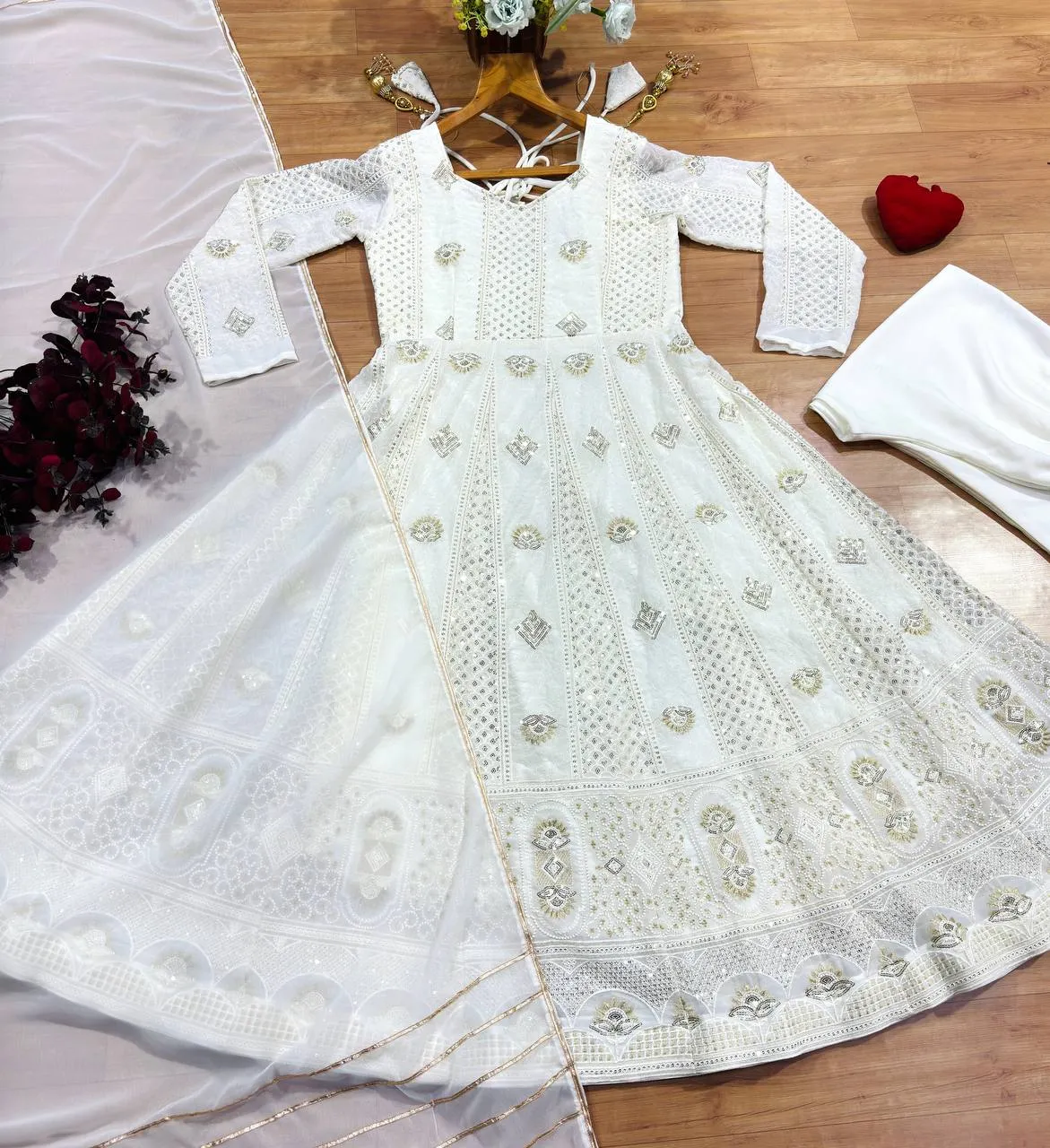 STD 6141 Georgette Heavy With Embroidered work Anarkali Suit Wholesale Supplier