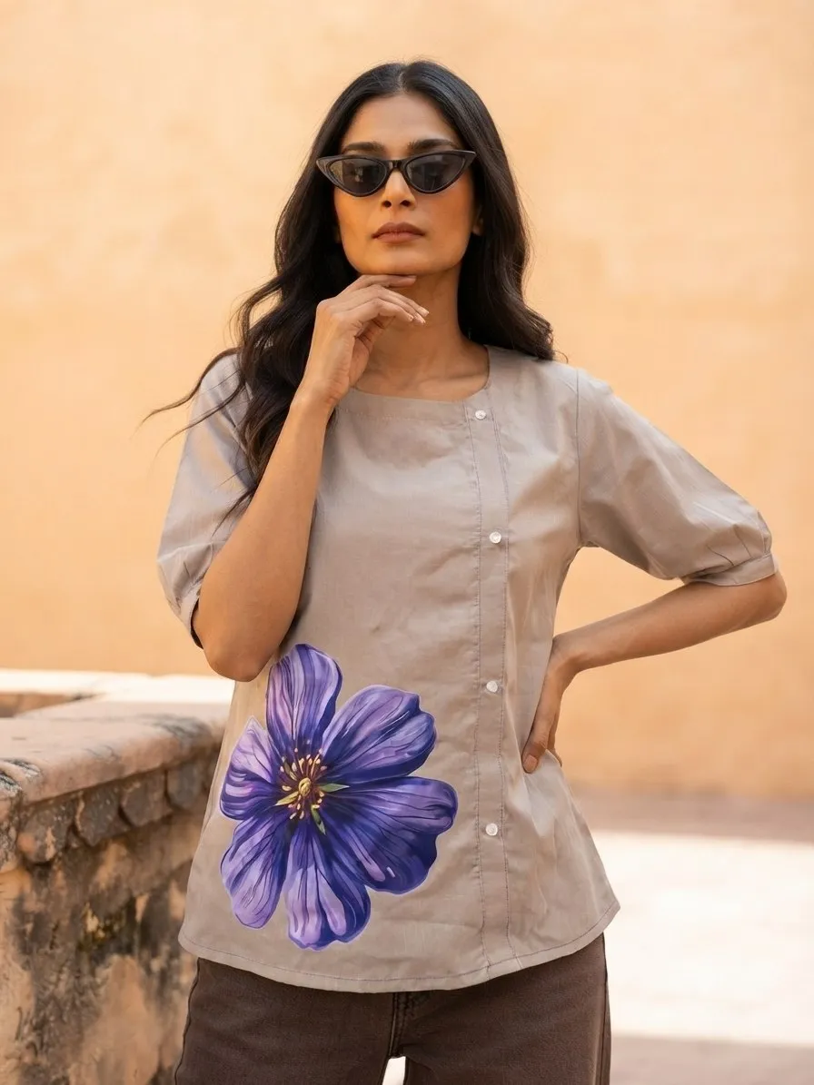 Buy Shiv 1085 Purple Flower Fancy Short Top Wholesale Supplier 2026