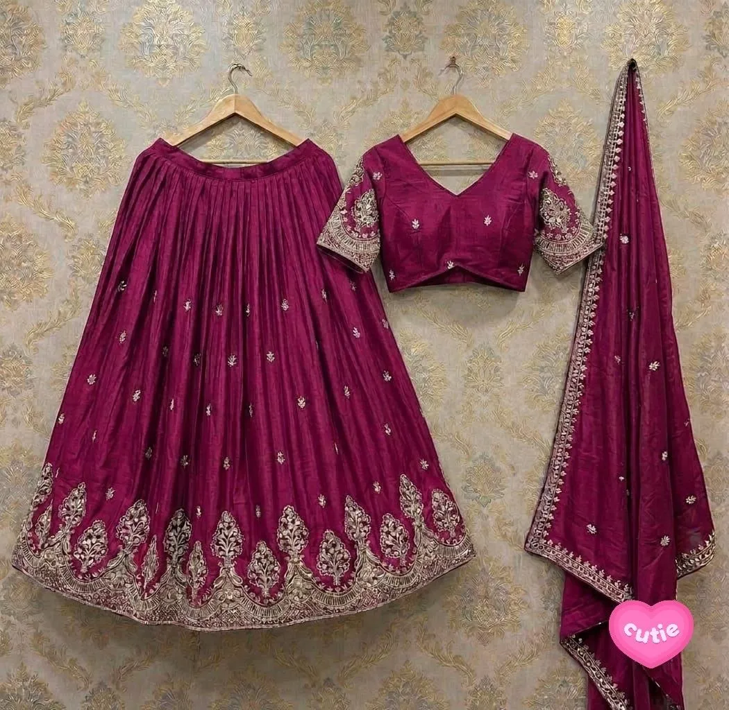 Juhi Chinon With Embroidery Work Lehenga Choli Wholesale Supplier