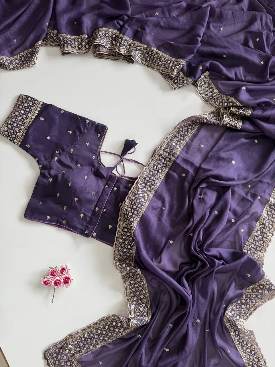 Buy MHV Antima Soft Georgette Silk With Embroidery Work Saree Wholesale 2026