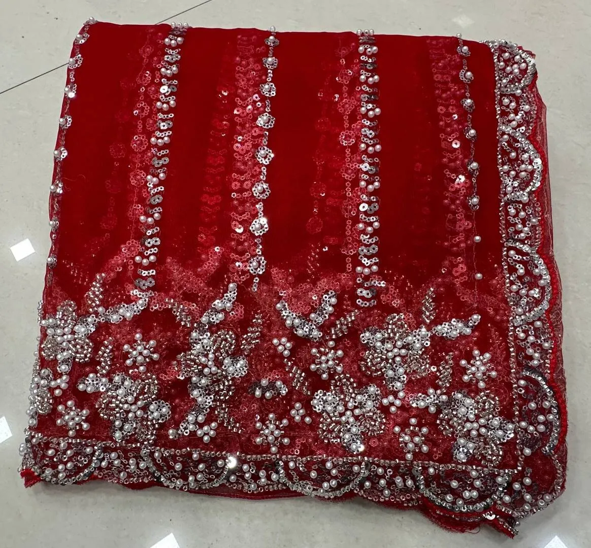 DKT 5191 Net With Bidds , sequence , pearls Embroidery Work Saree Wholesale Surat