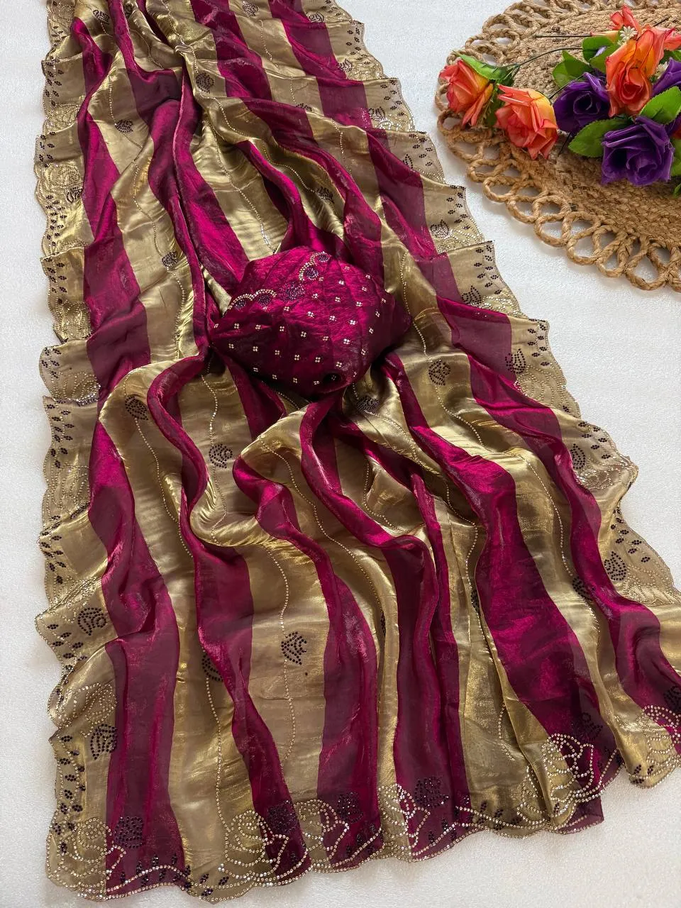 Kusum 906 Space Silk With Jarkhan Work Saree Wholesale Supplier