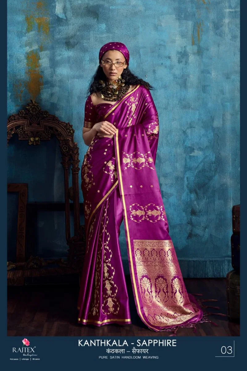 Rajtex Kanthkala Sapphire Satin Handloom Weaving Saree Collection Wholesale