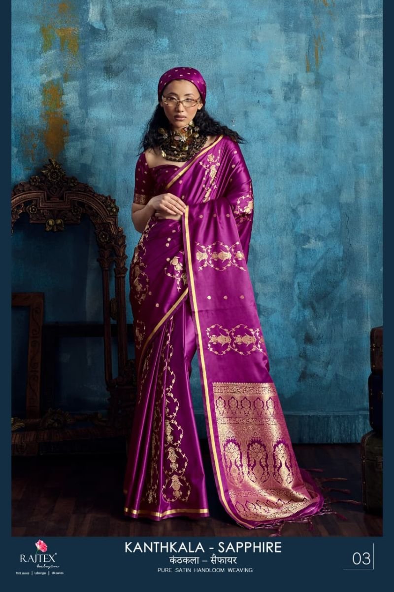 Rajtex Kanthkala Sapphire Satin Handloom Weaving Saree Collection Wholesale