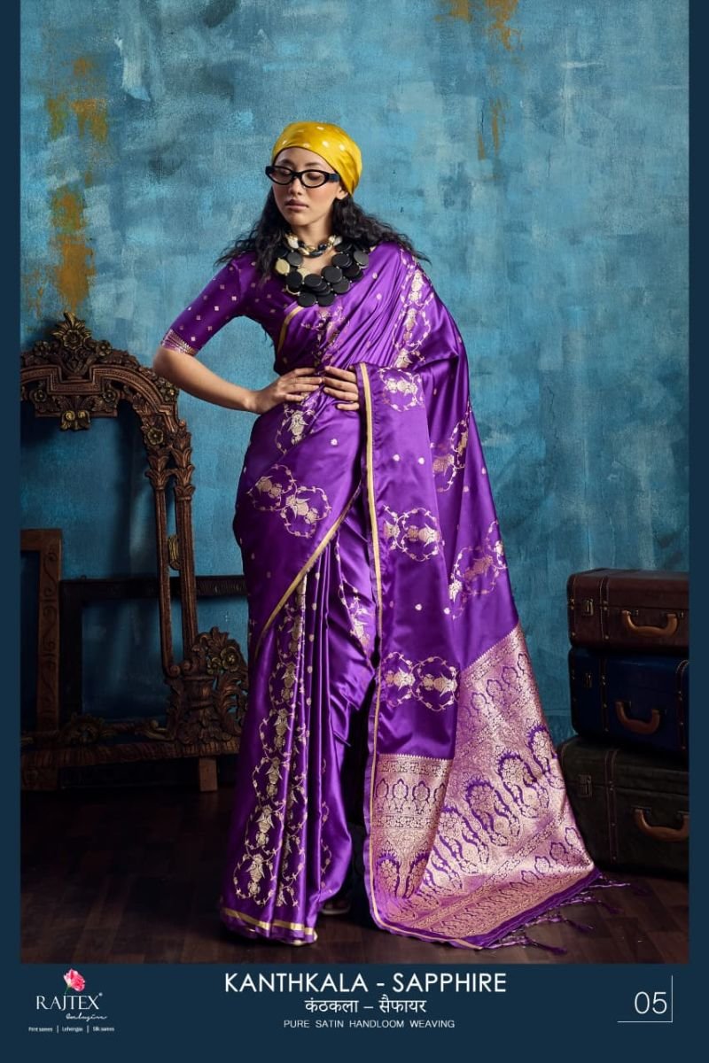Rajtex Kanthkala Sapphire Satin Handloom Weaving Saree Collection Wholesale