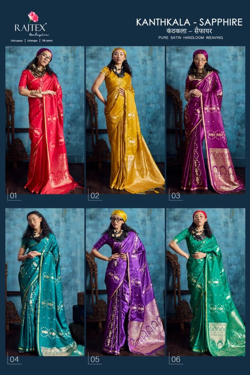 Rajtex Kanthkala Sapphire Satin Handloom Weaving Saree Collection Wholesale