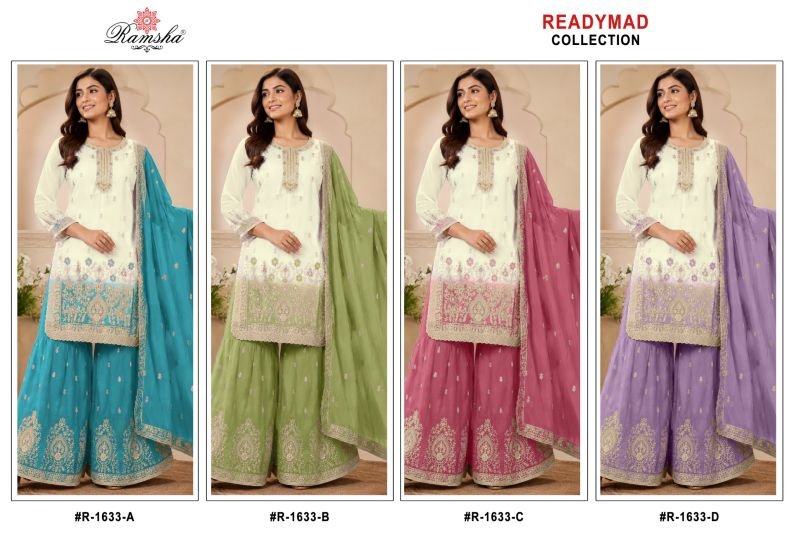 Latest Ramsha R 1633 A To D Crunchy Shaded Embroidered Salwar Kameez Wholesale 2026