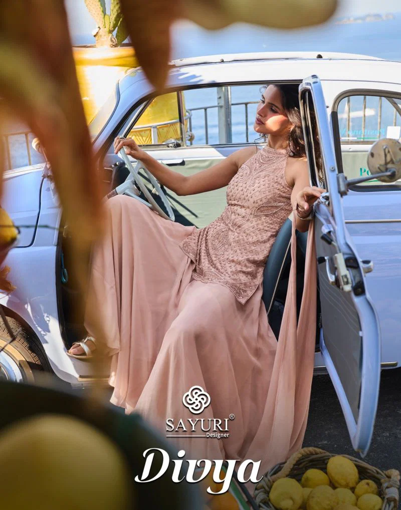 Sayuri Divya Georgette Beads Embroidered Kurti Sharara With Chokar Dupatta Wholesale