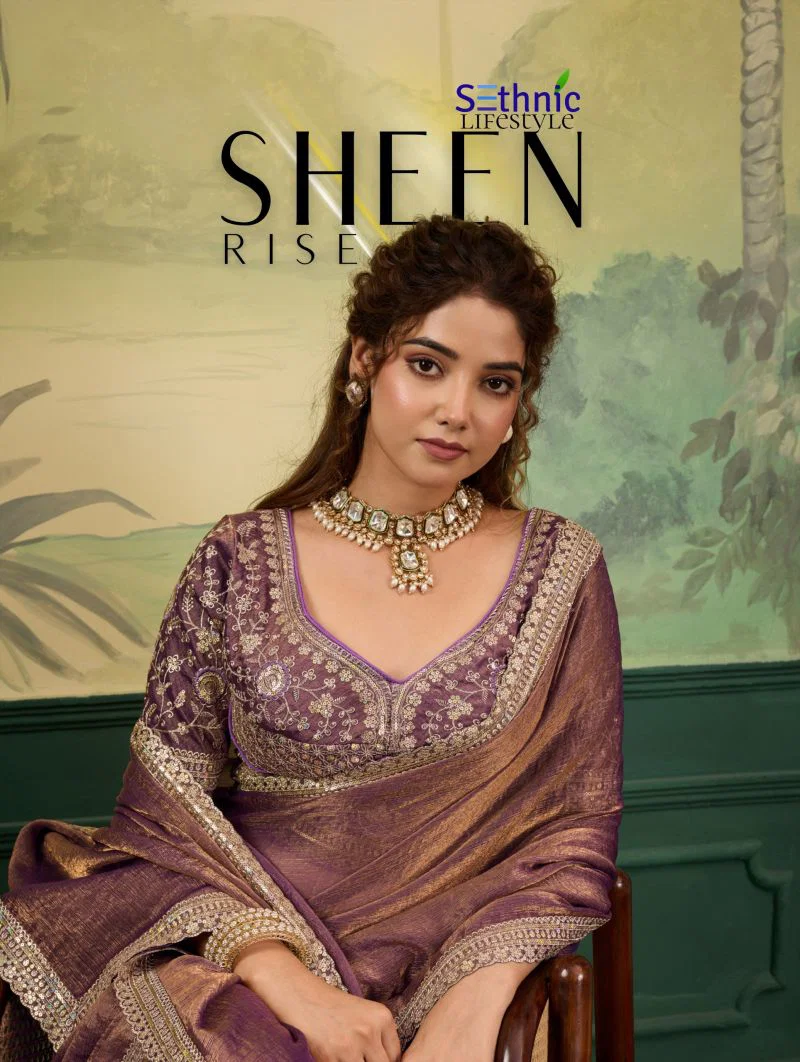 Sethnic Sheen Rise Velvet Chiffon Embroidered Sequence Saree Collection Wholesale