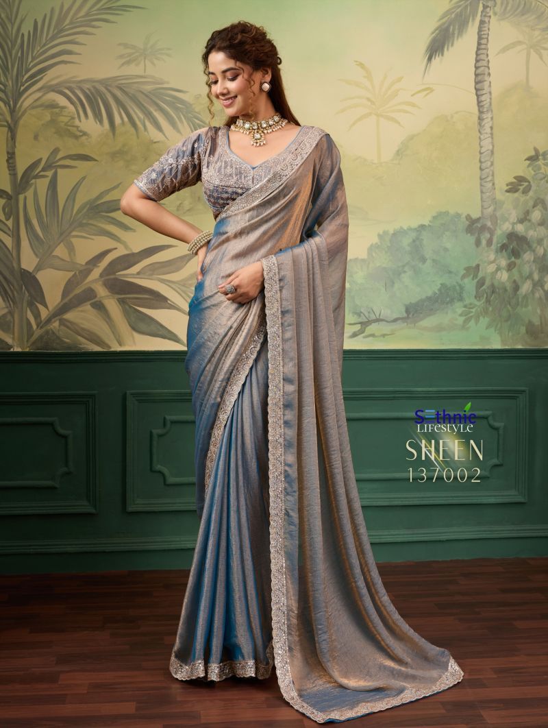Buy Sethnic Sheen Rise Velvet Chiffon Embroidered Sequence Saree Collection Wholesale 2026
