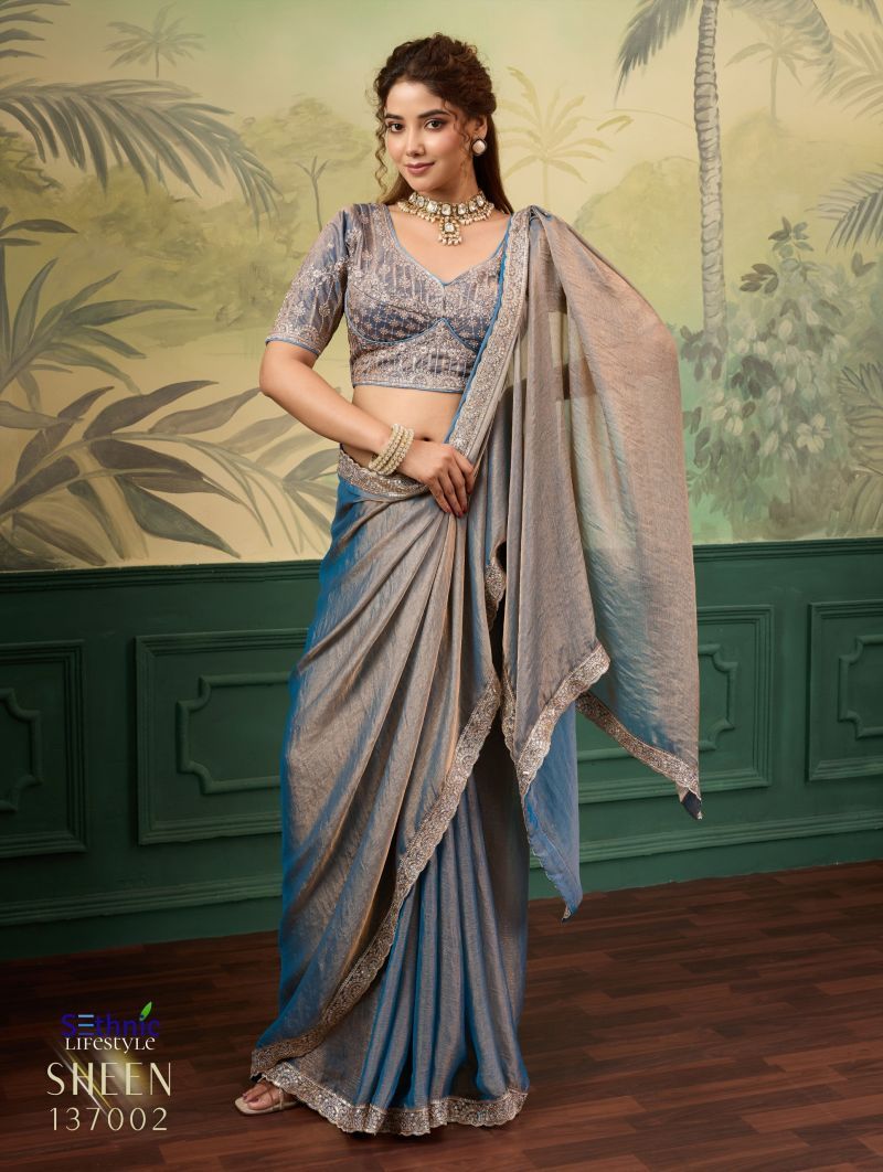 Buy Sethnic Sheen Rise Velvet Chiffon Embroidered Sequence Saree Collection Wholesale 2026