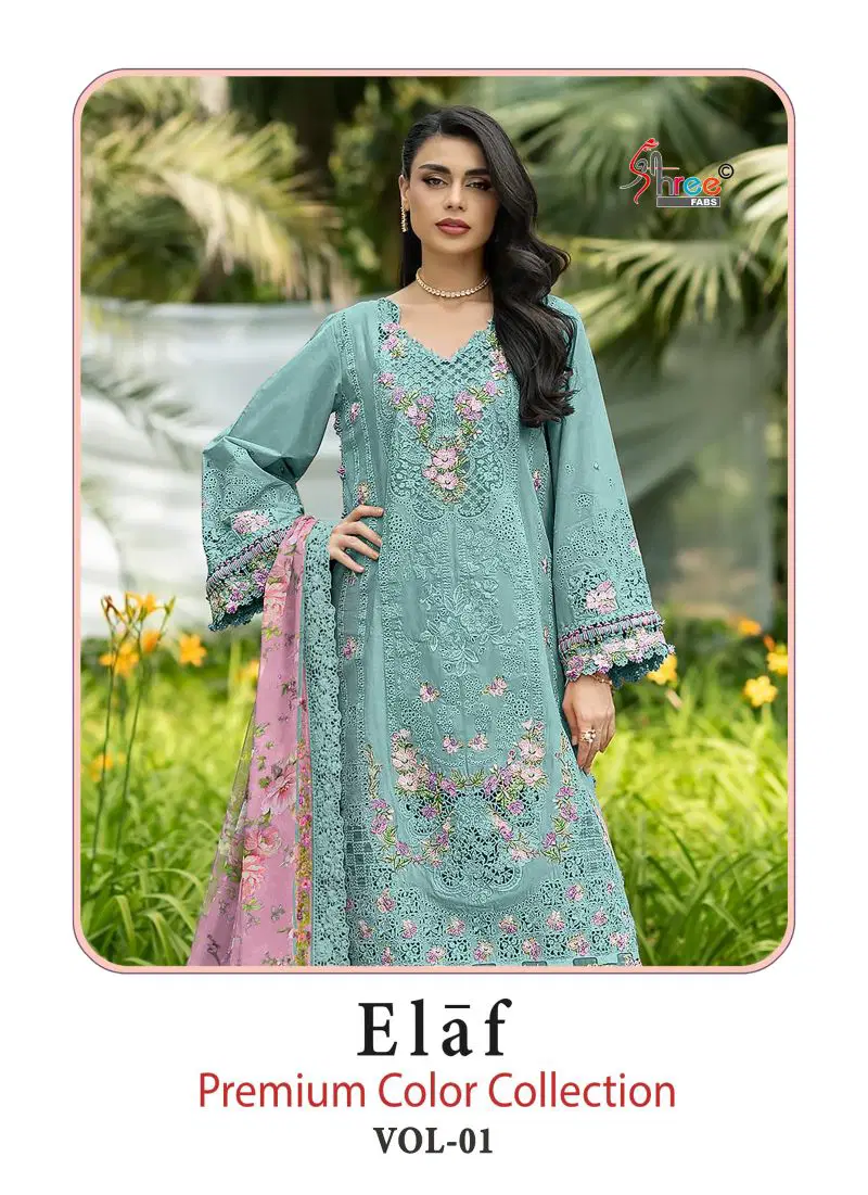 Shree Elaf Premium Colour Collection Vol 1 Cotton Dupatta Cotton Embroidered Salwar Kameez Wholesale