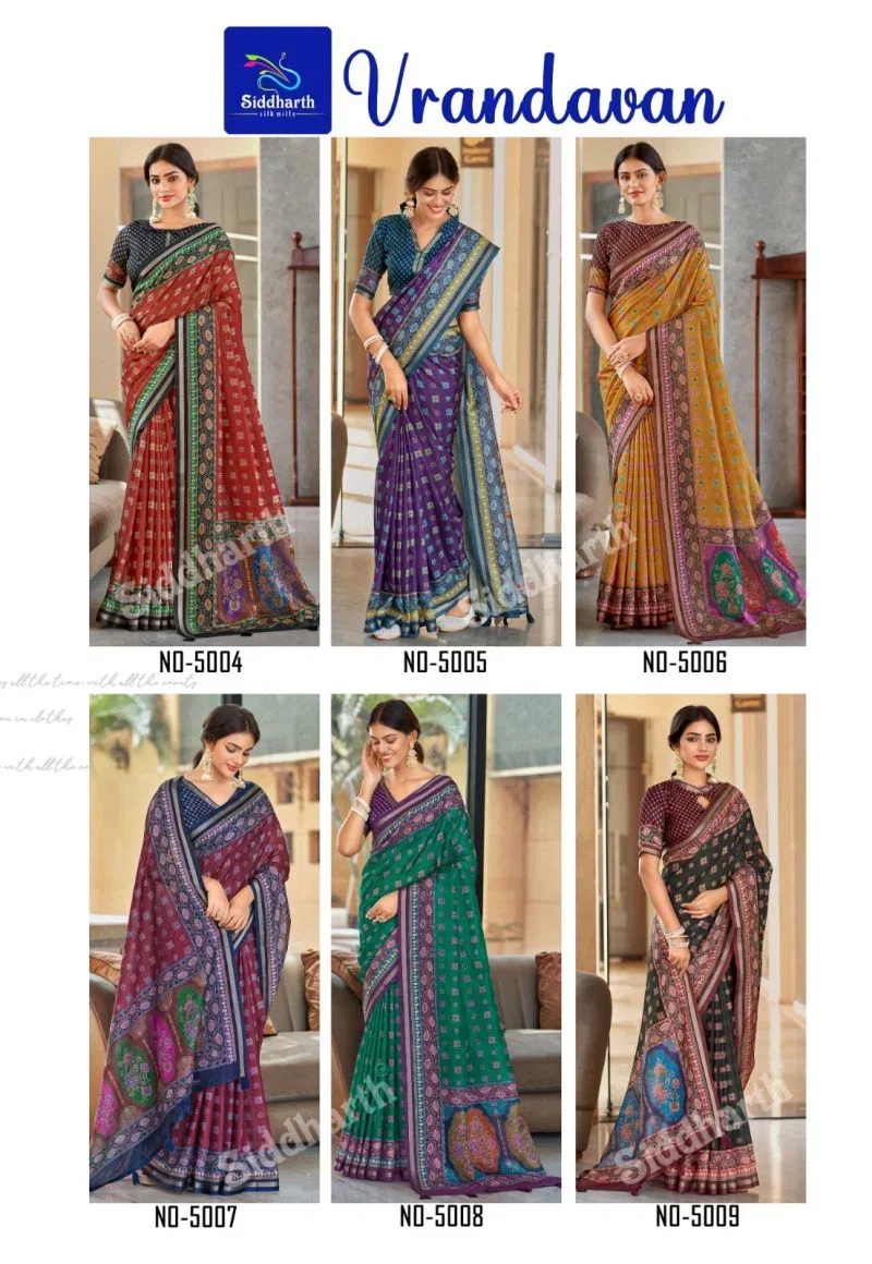 Siddharth Vrandavan Soft Cotton Fancy Saree Collection Wholesale