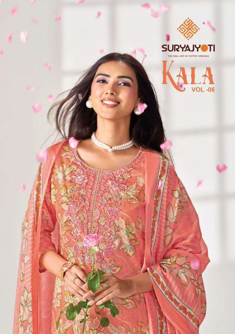 Suryajyoti Kala Vol 6 Readymade Cotton Print Embroidered Kurti With Bottom Dupatta Wholesale