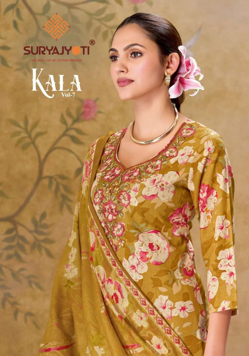 Suryajyoti Kala Vol 7 Readymade Cotton Print Embroidered Kurti With Bottom Dupatta Wholesale