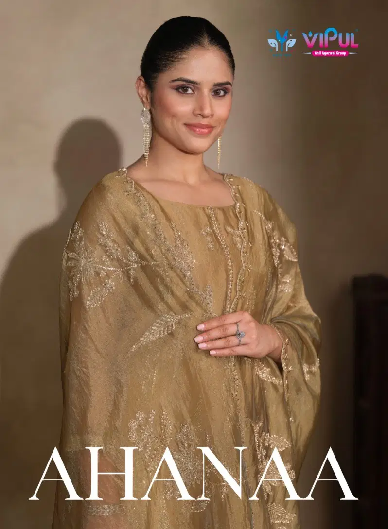 Vipul Ahanaa Catonic Silk Organza Beads Work Salwar Kameez Collection Wholesale