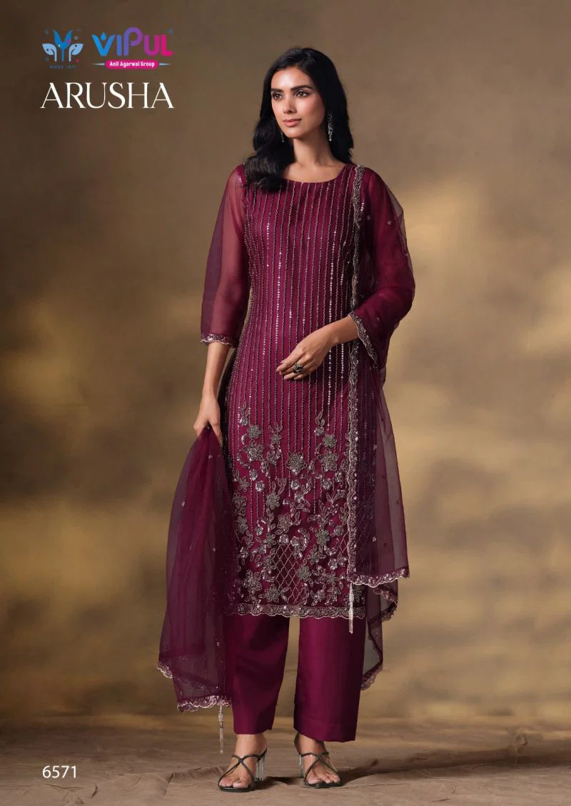 Vipul Arusha Net Heavy Beads Work Salwar Kameez Collection Wholesale