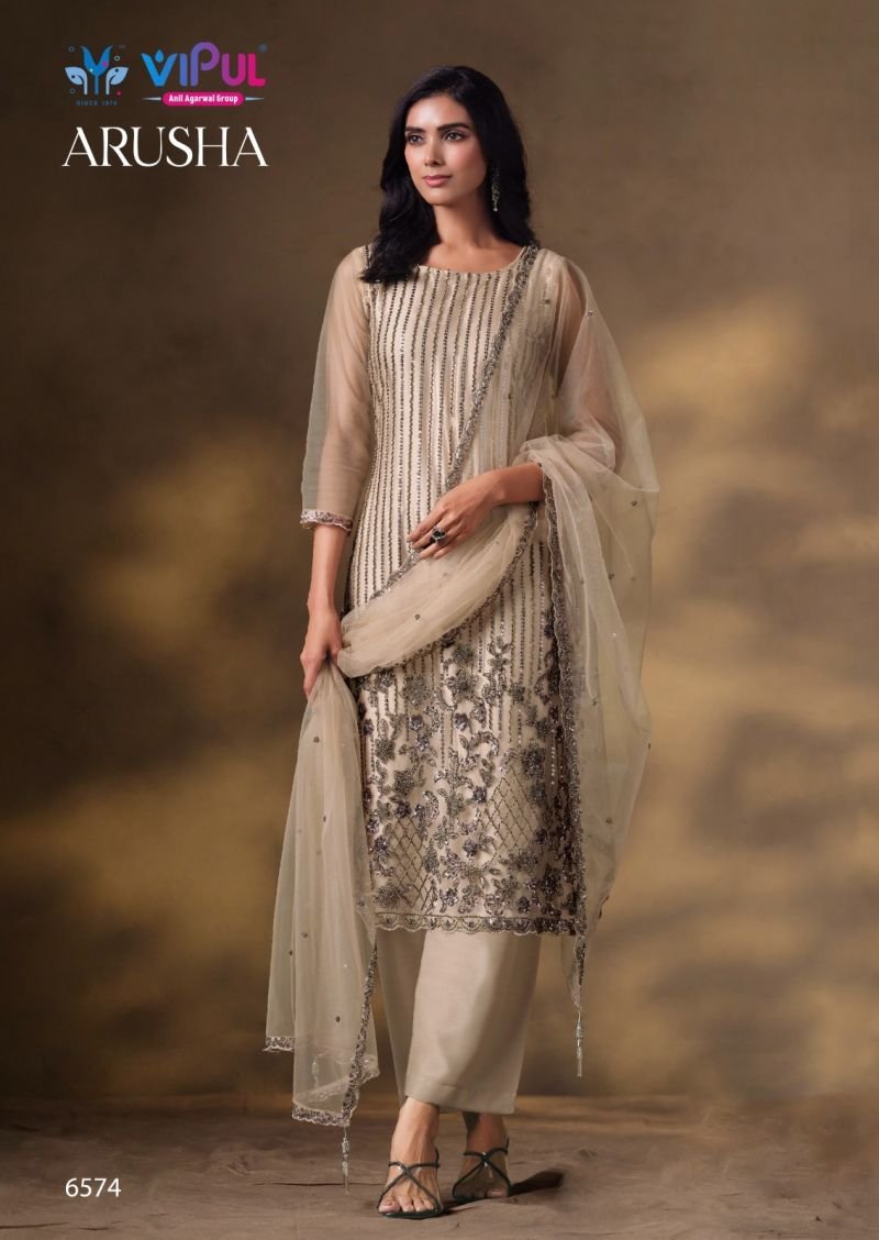 Vipul Arusha Net Heavy Beads Work Salwar Kameez Collection Wholesale