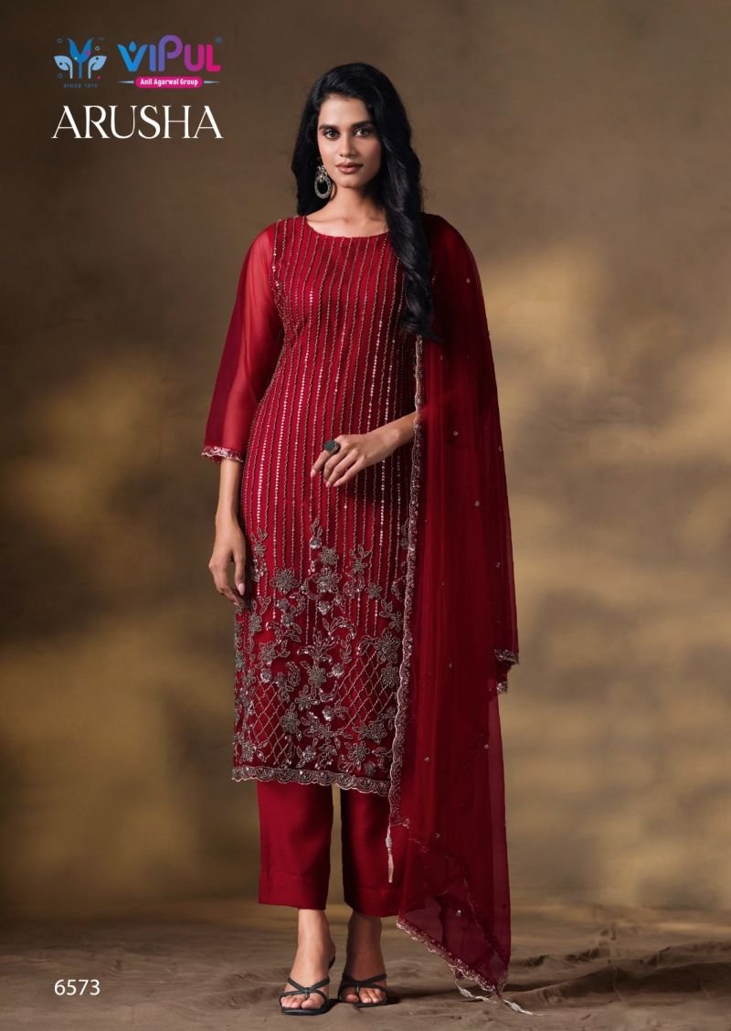 Vipul Arusha Net Heavy Beads Work Salwar Kameez Collection Wholesale