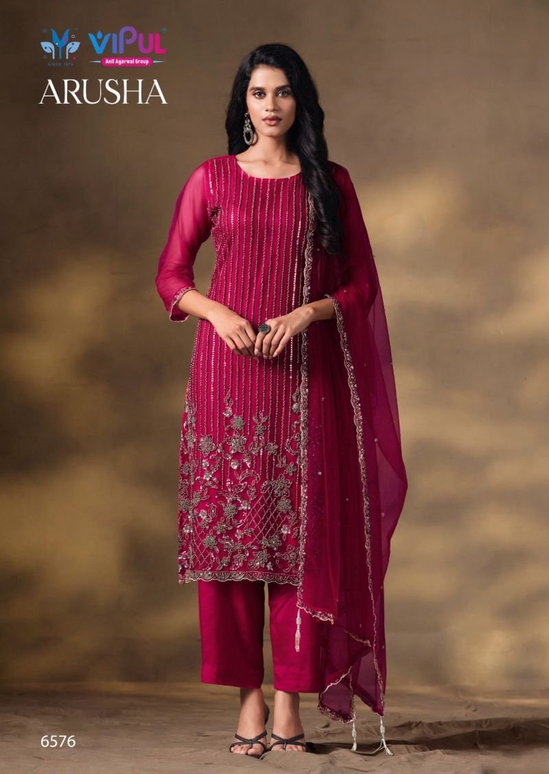 Vipul Arusha Net Heavy Beads Work Salwar Kameez Collection Wholesale