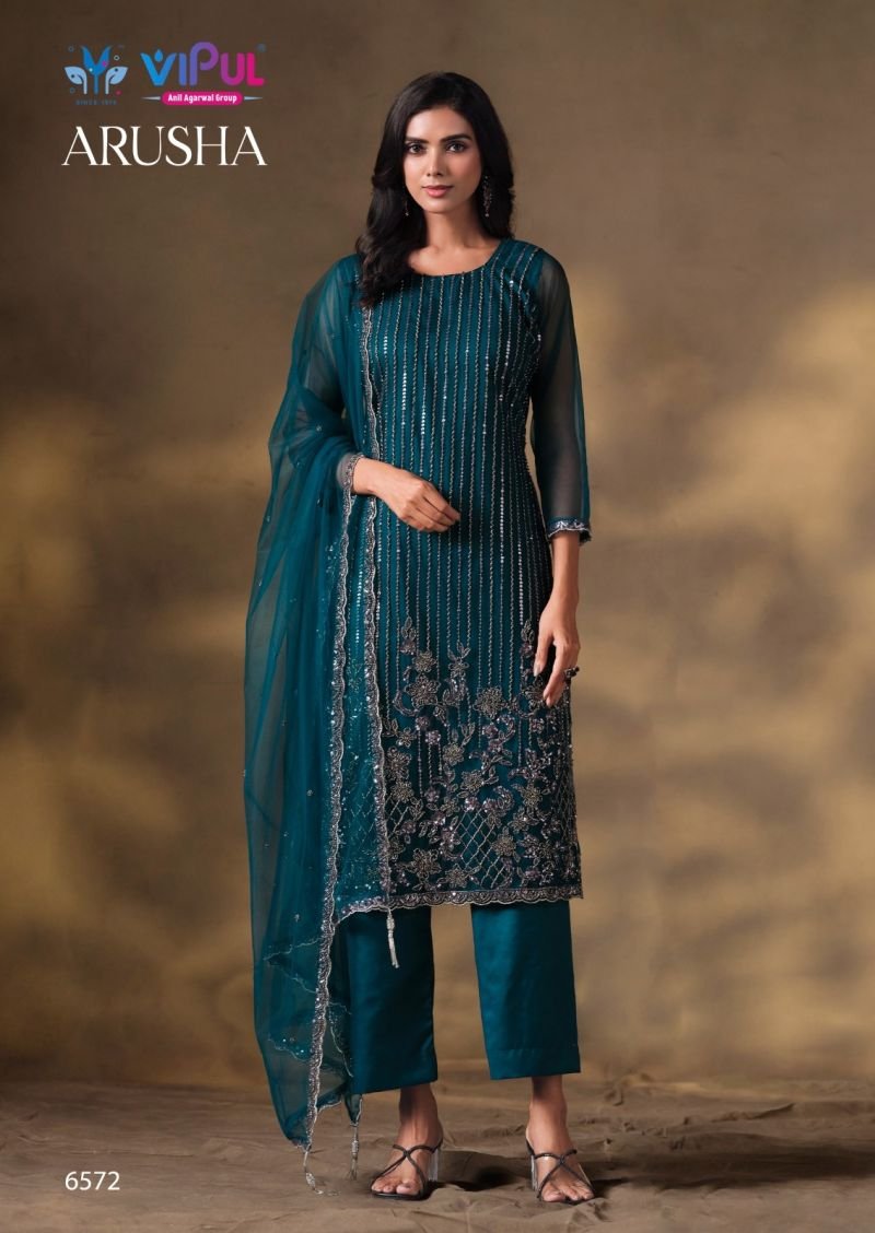 Vipul Arusha Net Heavy Beads Work Salwar Kameez Collection Wholesale