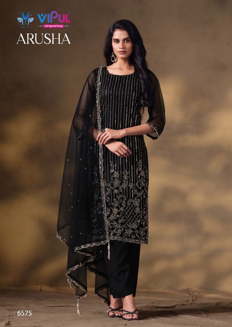 Vipul Arusha Net Heavy Beads Work Salwar Kameez Collection Wholesale