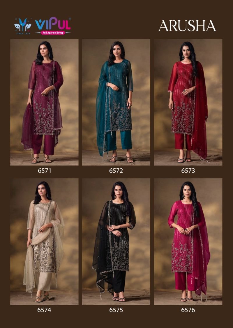 Vipul Arusha Net Heavy Beads Work Salwar Kameez Collection Wholesale