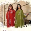 Wooglee Blue Pearl Russian Viscose Hand And Thread Work Kurti With Bottom Dupatta Wholesale
