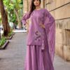 Beautiful Wooglee Blue Pearl Russian Viscose Hand And Thread Work Kurti With Bottom Dupatta Wholesale 2026