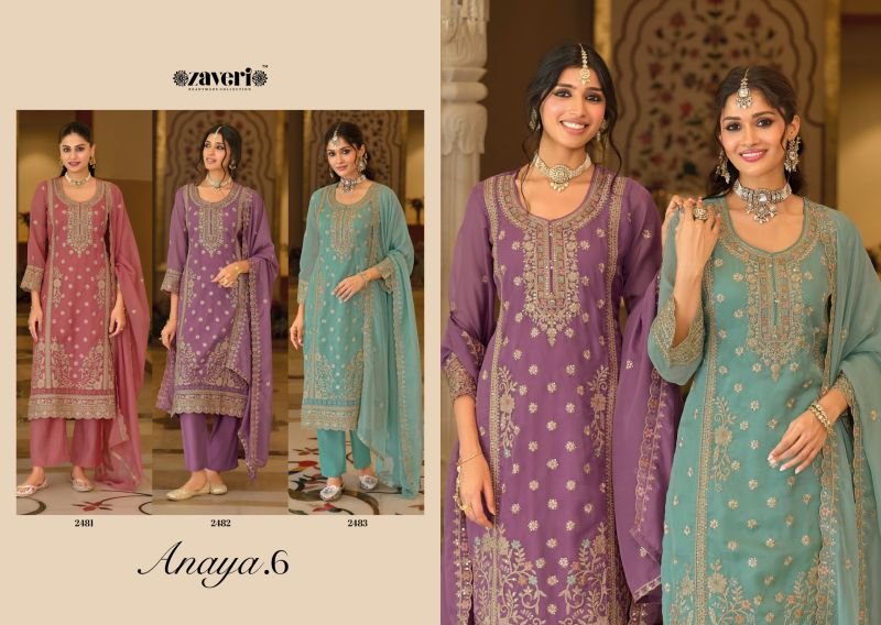 Launching Zaveri Anaya Vol 6 Soft Organza Embroidered Salwar Kameez Collection Wholesale 2026