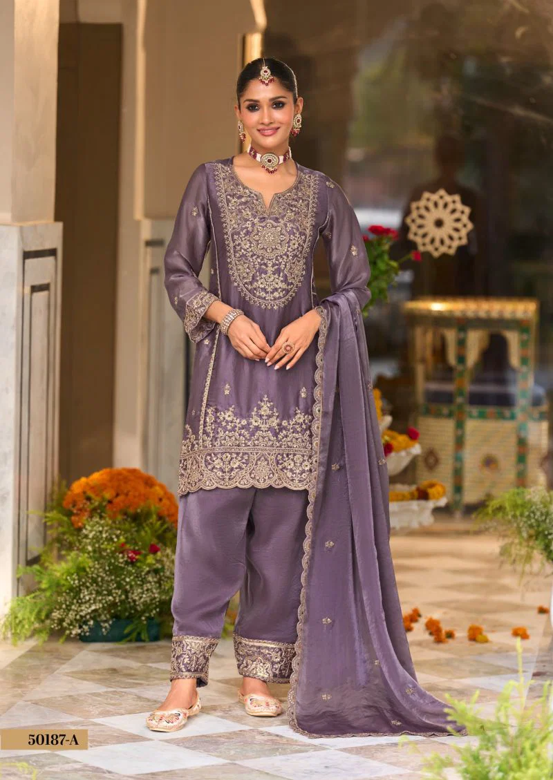 Zaveri D 50187 Cord Silk Beats Work Designer Farshi Salwar Kameez Collection Wholesale