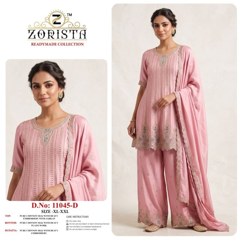 Buy Zorista 11045 A To D Chinon Silk Embroidered Salwar Kameez Wholesale 2026