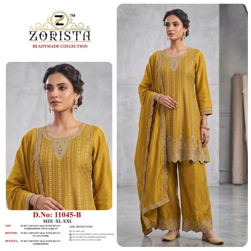 Buy Zorista 11045 A To D Chinon Silk Embroidered Salwar Kameez Wholesale 2026